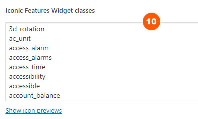 Iconic Features Widget classes