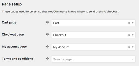 WooCommerce page settings